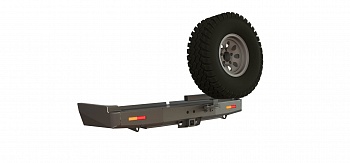 Бампер силовой задний Toyota Land Cruiser 80 с квадратом под фаркоп, калиткой и фонарями STC-TLC80-BR-L1-C2