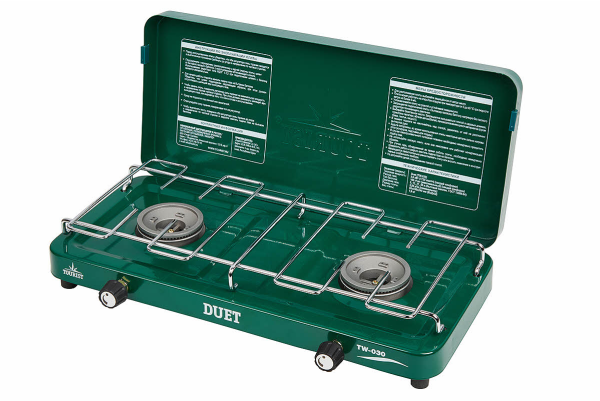 Плита газовая TOURIST DUET, портативная двухконфорочная, под бытовой газовый баллон  TW-030