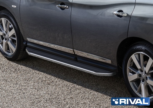 Порог-площадка "Premium" A193ALP + комплект крепежа RIVAL Nissan Pathfinder 2014-2017  A193ALP.4107.1