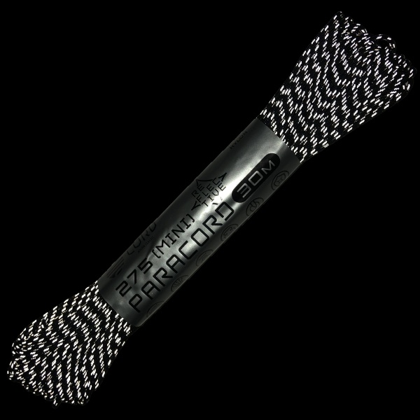 Паракорд 275 (мини) CORD nylon 30м световозвращающий (black)  275.N30.LM.B