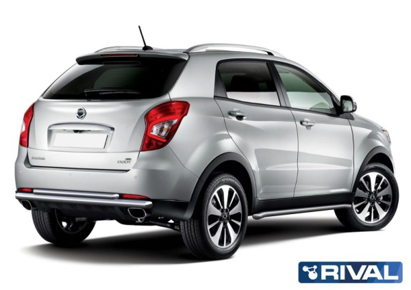 Защита заднего бампера d57+d42 RIVAL Ssang Yong Actyon 2010-2013-  R.5303.009