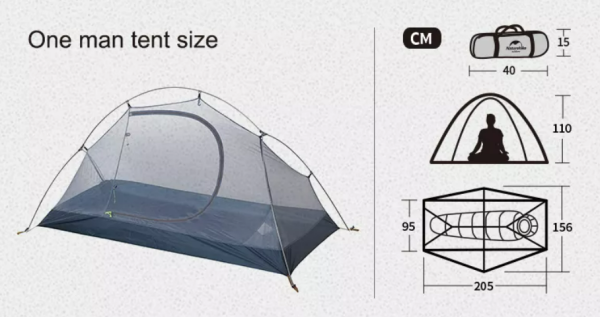 Палатка Naturehike Cycling 1-местная, алюминиевый каркас, сверхлегкая, синий NH18A095-D-PBL