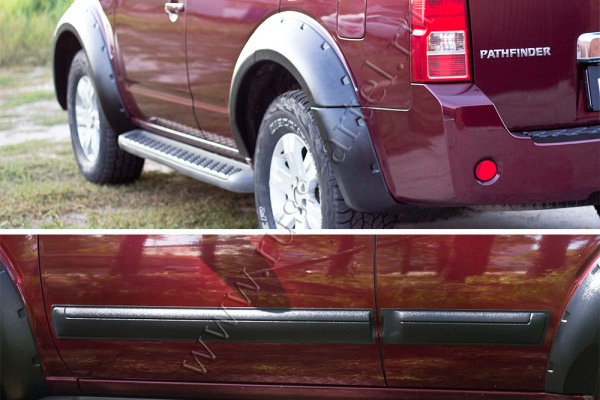 Комплект расширителей колесных арок с молдингами на двери(узкие) Русская артель Nissan Pathfinder R51  ZKK-190400