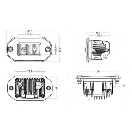 Светодиодные фары рабочего света AURORA 76x38 мм 20W LED (комплект 2 шт) ALO-E-L-2-E7T