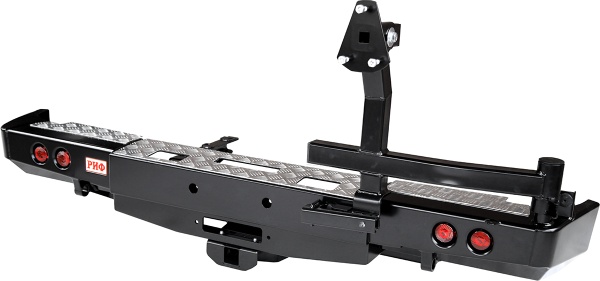 Бампер РИФ силовой задний ГАЗ Соболь с площ. под лебёдку, квадратом под фаркоп, калиткой и фонарями лифт 50 мм RIFGAZ-20236-50