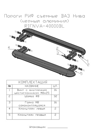 Пороги РИФ силовые ВАЗ Нива черные RIFNVA-40000-B