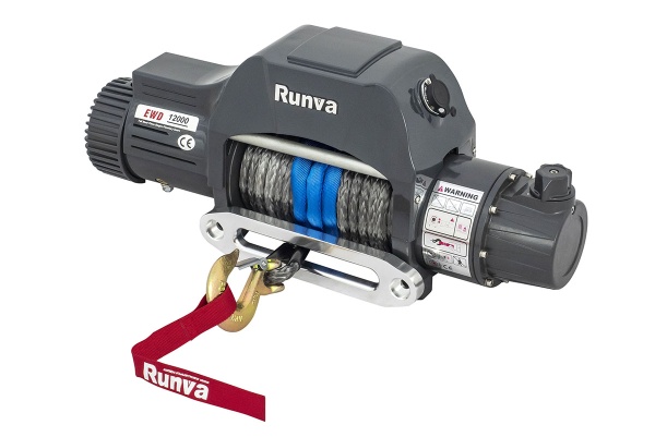 Лебёдка электрическая двухскоростная 12V Runva 12000 lbs 5443 кг (синтетический трос) EWD12000SR