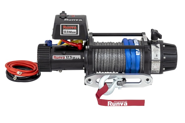 Лебёдка автомобильная электрическая 12V Runva 12500 lbs 5670 кг MAX влагозащищенная, синтетический трос EWB12500MAXSSR