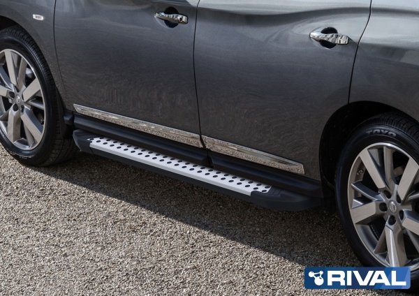Порог-площадка "Bmw-Style" D193AL + комплект крепежа RIVAL Nissan Pathfinder 2014-2017  D193AL.4107.1