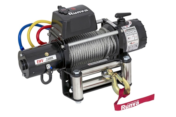 Лебёдка электрическая 12V Runva 12500 lbs 5670 кг (стальной трос) EWV12500S