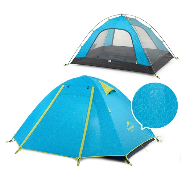 Палатка Naturehike P-Series 2-местная, алюминиевый каркас, голубая NH18Z022-P-2SBL