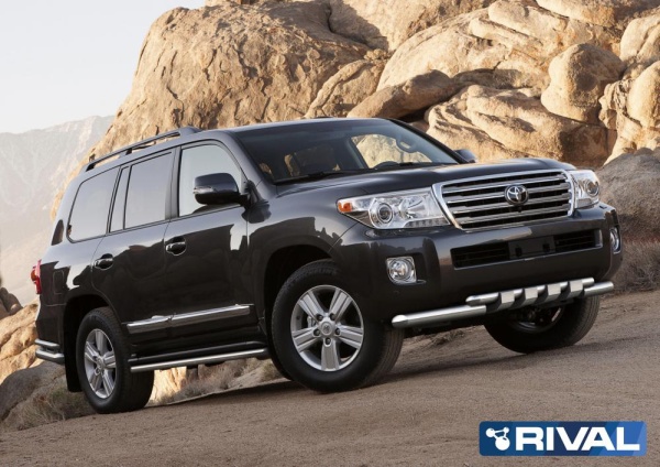 Защита переднего бампера d76+d57 с профильной защитой картера RIVAL Toyota Land Cruiser 200 2011-2015  R.5713.001
