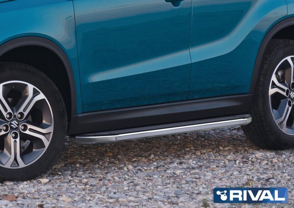 Порог-площадка "Premium" A173ALP + комплект крепежа RIVAL Suzuki SX4 2015-  A173ALP.5503.1