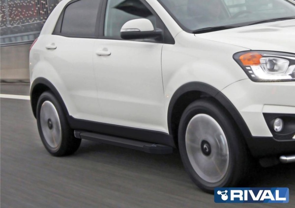 Порог-площадка "Black" F173ALB + комплект крепежа RIVAL Ssang Yong Actyon  F173ALB.5303.2