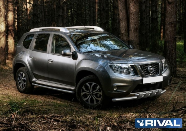Защита переднего бампера d57+d42 с профильной защитой картера RIVAL Nissan Terrano 2014-  R.4119.001