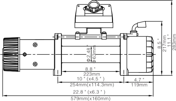 Лебёдка электрическая 12V Runva 12000lbs, 5443кг, стальной трос   EWX12000S