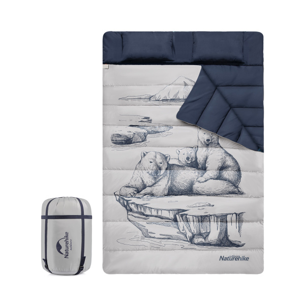 Мешок спальный Naturehike M Series DBL250, с подушками 215х145 см, (ТК: +15C), серо-синий NH21MSD06-PB