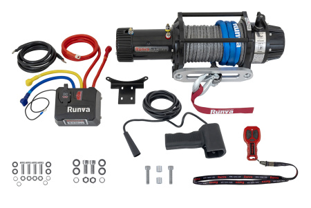 Лебёдка автомобильная электрическая 12V Runva 9500 lbs 4350 кг MAX влагозащищенная, синтетический трос EWB9500MAXSSR