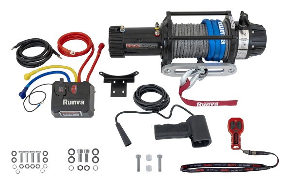 Лебёдка автомобильная электрическая 12V Runva 9500 lbs 4350 кг MAX влагозащищенная, синтетический трос EWB9500MAXSSR