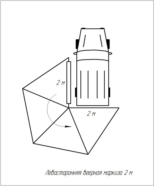 Маркиза автомобильная РИФ веерная 2х2 м (левая)  WIN2020L