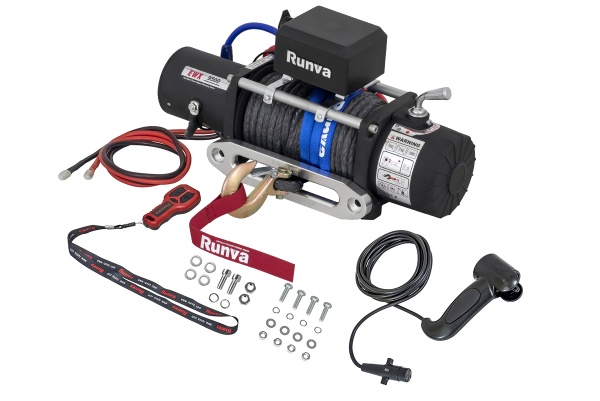 Лебёдка электрическая 24V Runva 9500 lbs 4350 кг (синтетический трос) EWX9500SSR24V