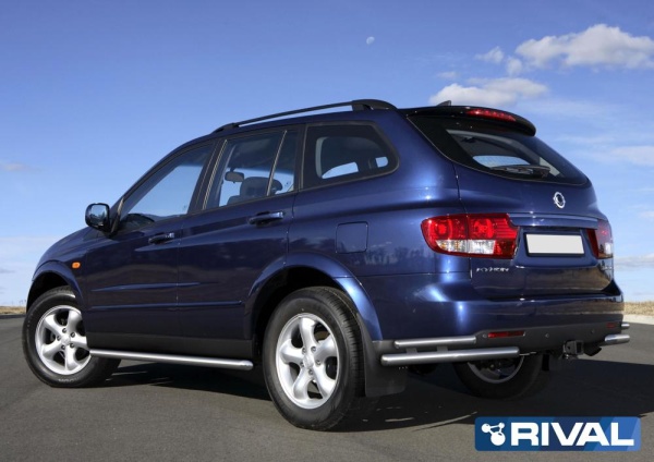 Защита заднего бампера уголки d57+d42 RIVAL Ssang Yong Kyron 2007-  R.5301.016