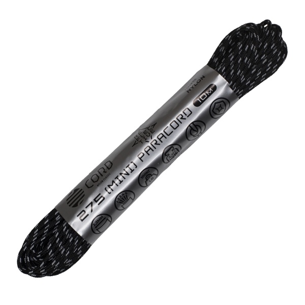 Паракорд 275 (мини) CORD nylon 10м световозвращающий (black)  275.N10.LM.B