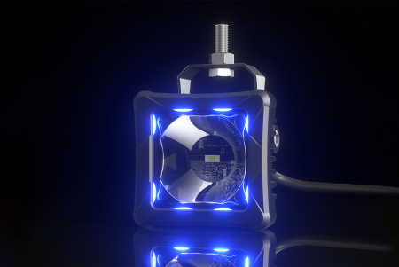 Светодиодные фары дальнего света AURORA 76x76 мм 30W с RGB подсветкой (комплект 2 шт) ALO-D3T-2-P23Q