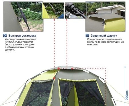 Шатер автомат Maverick Fortuna 300 (хаки/желто-горчичный)  M-KM-007