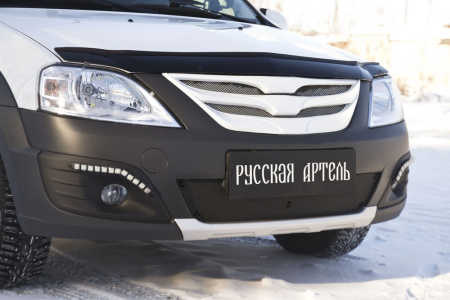Защитная сетка и зим. заглушка решетки перед. бампера Lada Largus Cross (универсал) 2015-2020 шагрен SRL-134112