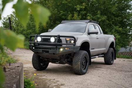 Багажник экспедиционный Toyota Tundra Double Cab 2006-2021 ШТОРКА дальний, задний свет STC-TTDC/06-TR1+L1L2