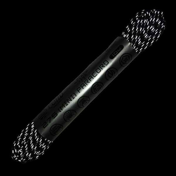 Паракорд 275 (мини) CORD nylon 10м световозвращающий (black)  275.N10.LM.B