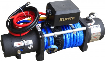 Лебёдка электрическая 12V Runva 10000lbs, 4500кг, синтетический трос  EWX10000SR