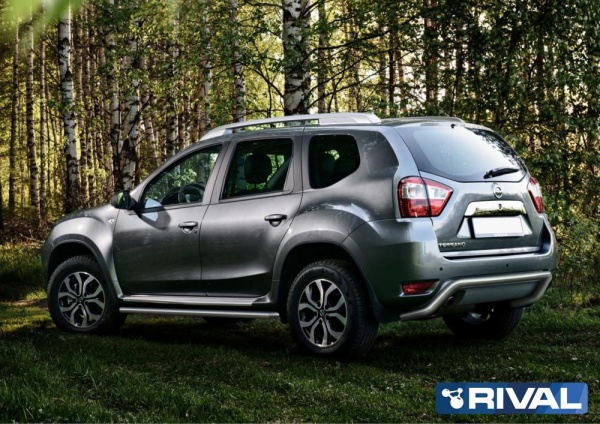 Защита заднего бампера d57 скоба RIVAL Nissan Terrano 2014-  R.4119.004