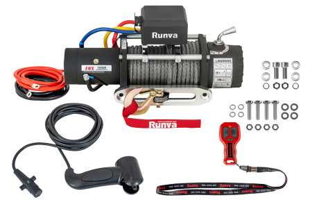 Лебёдка автомобильная электрическая 12V Runva 4500 кг (синтетический трос) EWX10000SSR
