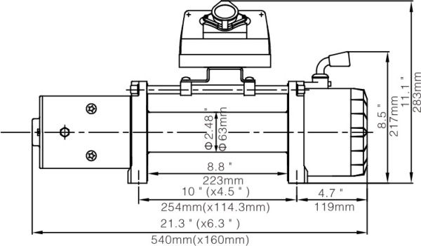 Лебёдка электрическая 12V Runva 8000lbs, 3629кг   EWX8000S