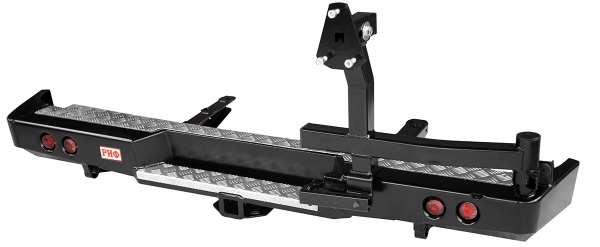 Бампер РИФ силовой задний ГАЗ Соболь с квадратом под фаркоп, калиткой и фонарями лифт 50 мм RIFGAZ-20125-50