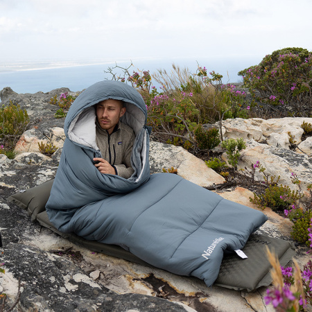 Мешок спальный Naturehike Envelope M400 с подогревом, (190+30)х80 см, (левый)(ТК: -1C), серо-голубой CNK2300SD021-400BL-L