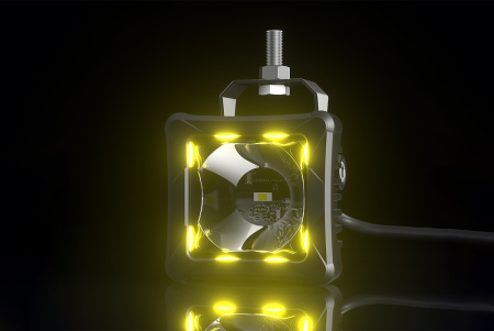 Светодиодные фары дальнего света AURORA 76x76 мм 30W с RGB подсветкой (комплект 2 шт) ALO-D3T-2-P23Q