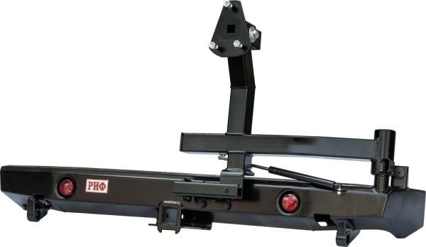 Бампер РИФ силовой задний ВАЗ Нива с квадратом под фаркоп, калиткой, фонарями, подсветкой номера RIFNVA-20125