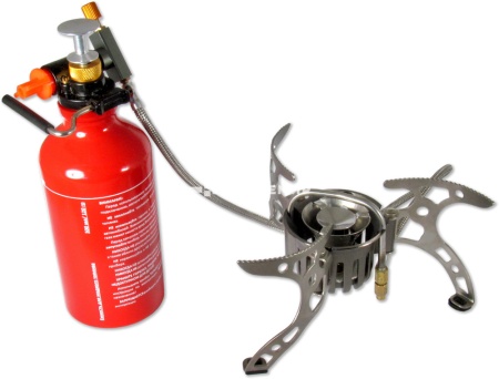 Горелка газовая портативная мультитопливная СЛЕДОПЫТ "Огонь Прометея-1" (улучшенный насос+чехол)  PF-GSP-M02M