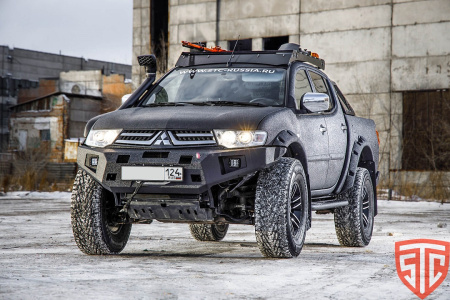 Бампер передний Mitsubishi Pajero Sport 2008-2015/L200 2013-2015 REVO под балку и ПТФ STC-MPS2-BFR-C1-L1L4