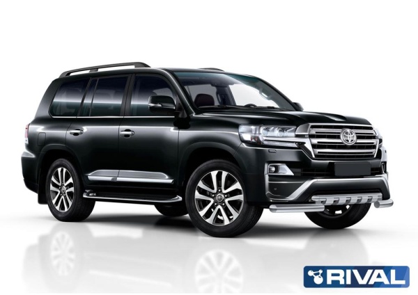 Защита переднего бампера d76+d57 с профильной защитой картера RIVAL Toyota Land Cruiser 200 Executive 2016-2017  R.5717.014