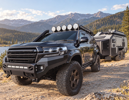 Фото изделия: Бампер силовой передний AL (черный) Rival для Toyota Land Cruiser 200 2015- 2D.5719.1-NL — изображение 2