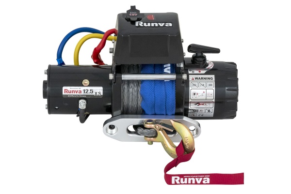 Лебёдка электрическая 12V Runva 12500 lbs 5670 кг короткий барабан, синтетический трос 12.5XSSR