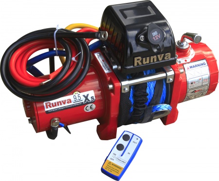 Лебёдка электрическая 12V Runva 9500lbs, 4350кг, короткий барабан, синтетический трос   9.5XSR