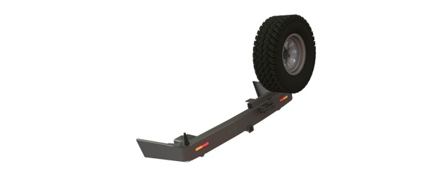 Бампер силовой задний Toyota Land Cruiser 200 с квадратом под фаркоп, калиткой и дублирующими фонарями STC-TLC200-BR-L1-C1