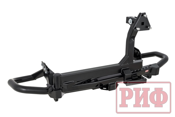 Бампер РИФ задний силовой/защита штатного бампера Mitsubishi Pajero Sport 2021+ c квадратом под фаркоп, калиткой, подсветкой номера RIFPS3-21076S