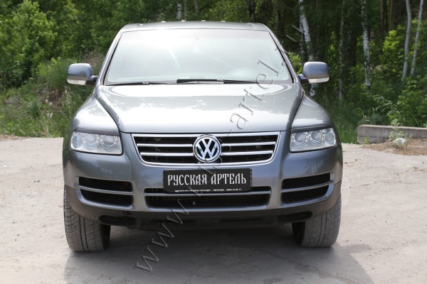 Накладки на передние фары (реснички) Русская артель Volkswagen Touareg 2002-2006  REVT-015800