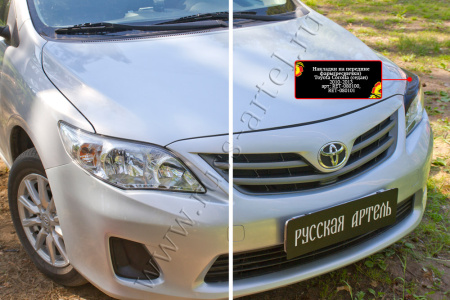 Накладки на передние фары (реснички) Toyota Corolla (140,150 рест.) 2010-2013 (седан) глянец RET-080100
